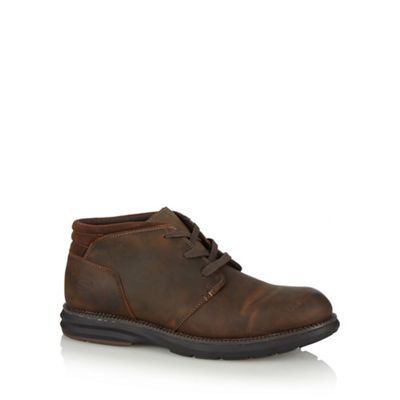 Skechers Brown leather mid top lace up boots